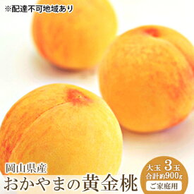 【ふるさと納税】桃 2024年 先行予約 ご家庭用 おかやま の 黄金桃 大玉 3玉（合計約900g） もも モモ 岡山県産 国産 フルーツ 果物　【 果物 デザート スイーツ フルーツ 大玉 果肉 美味しい 甘い 柔らかい フルーティー 】　お届け：2024年8月下旬～2024年9月中旬