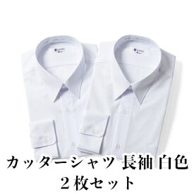 【ふるさと納税】カッターシャツ 長袖 白色 2枚セット 形態安定 日本被服株式会社（ スクールシャツ 上着 学生 服 ファッション 岡山県 倉敷産 返礼品 ）　【 学生服 専門 メーカー 高級 仕立て 国産 お手入れ簡単 】