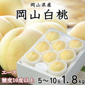 【ふるさと納税】【先行予約】岡山白桃 エース 5〜10玉 1.8kg 岡山県産【配送不可地域:離島・北海道・沖縄県】【1305706】