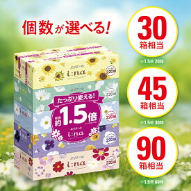 【ふるさと納税】【津山工場限定】エリエールi:na(イーナ)ティシュー 20箱/30箱/60箱(5箱×4/6/12)_ ティッシュ i:na エリエール 日用品 メーカー 人気 おすすめ 送料無料 消耗品 生活用品 防災 備蓄 防災用品 衛生用品 【配送不可地域：離島・北海道・沖縄県】【G1615610】