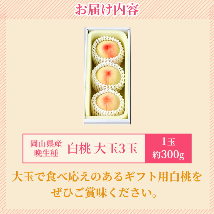 楽天市場】【ふるさと納税】桃 2026年 先行予約 岡山の 白桃 大玉3玉 
