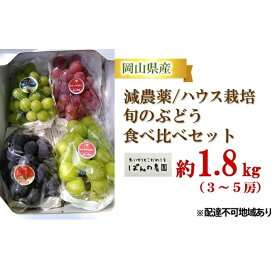 【ふるさと納税】ぶどう 2024年 先行予約 旬のぶどう食べ比べセット 約1.8kg 3～5房 減農薬／ハウス栽培 ブドウ 葡萄 岡山県産 国産 フルーツ 果物 ギフト ばんの農園　【マスカット フルーツ 果物 ぶどう】　お届け：2024年9月上旬～2024年10月上旬