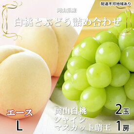 【ふるさと納税】桃 ぶどう 2026年 先行予約 岡山 白桃 エース 2玉×約200g（Lサイズ、早生種・中生種）シャイン マスカット 晴王 1房約400g 詰め合わせ 岡山県産 フルーツ 　お届け：2026年7月上旬～2026年8月中旬