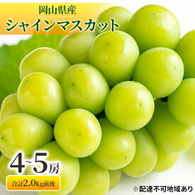 【ふるさと納税】ぶどう 2026年 先行予約 シャインマスカット 晴王 4～5房 合計2.0kg前後 マスカット ブドウ 葡萄 岡山県産 国産 フルーツ 果物 ギフト 　お届け：2026年9月中旬～2027年1月上旬