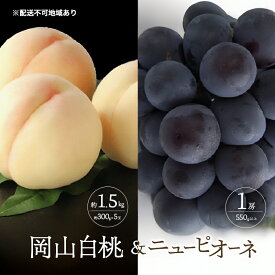 【ふるさと納税】桃 ぶどう 2026年 先行予約 白桃 5玉 合計約1.5kg （1玉 約300g） ニュー ピオーネ 1房 550g もも 葡萄 詰合せ 岡山 国産 フルーツ 果物 ギフト 桃茂実苑　お届け：2026年6月中旬～2026年8月中旬