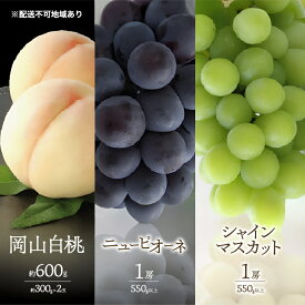 【ふるさと納税】桃 ぶどう 2026年 先行予約 白桃 2玉 合計約600g （1玉約300g） シャインマスカット 晴王 ニューピオーネ 各1房 550g以上 もも 葡萄 詰合せ 岡山 国産 フルーツ 果物 ギフト 桃茂実苑　お届け：2026年6月中旬～2026年8月中旬