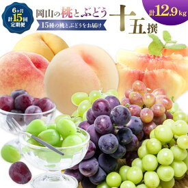 【ふるさと納税】【2027年発送先行予約】 桃 ぶどう 6ヶ月 計15回 定期便 岡山 の 桃 と ぶどう 十5撰 10種 計12.9kg 晴れの国おかやま館(漂流岡山)《2027年7月中旬-12月中旬頃出荷》岡山県 笠岡市 もも 桃 ぶどう マスカット 果物 フルーツ 【配送不可地域あり】（離島）