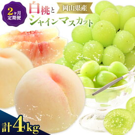 【ふるさと納税】【2026年発送先行予約】ぶどう 白桃 2ヶ月 定期便 岡山 の 白桃 と シャインマスカット 計4kg 晴れの国おかやま館(漂流岡山)《2026年8月下旬-9月下旬頃出荷》岡山県 笠岡市 桃 もも マスカット シャインマスカット 果物【配送不可地域あり】（離島）