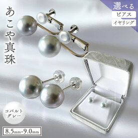 【ふるさと納税】アクセサリー あこや真珠(8.5mm-9.0mm) コバルトグレー 選べる ピアスまたはイヤリング ケース付き 富士真珠株式会社《45日以内に出荷予定(土日祝除く)》真珠 パール ピアス イヤリング 耳 両耳用 冠婚葬祭 礼服 アクセサリー 装飾品