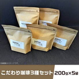 【ふるさと納税】コーヒー 珈琲 3種 200g×5袋 1kg キリマンジャロ グアテマラ 飲み比べ アウトドア キャンプ こだわり珈琲3種セット（200g×5袋）自家焙煎珈房　藤枝