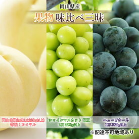 【ふるさと納税】桃 ぶどう 2026年 先行予約 果物 味比べ三昧 岡山白桃 2玉 等級：ロイヤル（1玉220g以上）シャインマスカット 晴王 1房 ニュー ピオーネ 1房 詰合せ 岡山の桃 岡山の葡萄　お届け：2026年7月上旬～2026年8月中旬