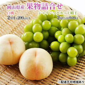 【ふるさと納税】桃 ぶどう 2026年 先行予約 果物詰合せ 白桃 2玉 (1玉200g以上) シャイン マスカット 晴王 2房 (合計約940g) 化粧箱入り 岡山県産 国産 フルーツ 果物 ギフト　お届け：2026年7月上旬～2026年8月上旬