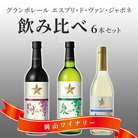 【ふるさと納税】ワイン グランポレール エスプリ ド ヴァン ジャポネ 飲み比べ 6本セット 絢 -AYA-、泉 -SEN-、唯-YUI- 赤ワイン 白ワイン スパークリングワイン サッポロビール 岡山ワイナリー　【 ワインセット 国産ワイン 家飲み 】