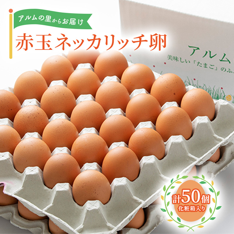 卵 赤玉 ネッカリッチ卵 50個入り 鶏卵 たまご 【赤磐市】 お届け：2024年1月10日より順次出荷いたします。