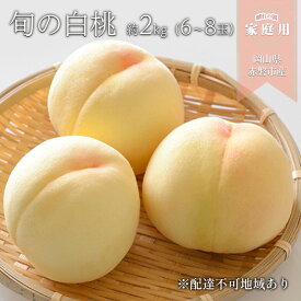 【ふるさと納税】桃 2026年 先行予約 晴れの国 家庭用 旬の白桃 約2kg（6～8玉） もも モモ 岡山県 国産 フルーツ 果物 　お届け：2026年6月20日～2026年8月31日