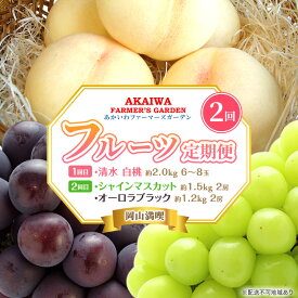 【ふるさと納税】桃 ぶどう 定期便 2026年 先行予約 岡山満喫！ 清水 白桃 約2.0kg 6～8玉 ぶどう 2種 詰合せ 2回に分けてお届け!　お届け：2026年7月中旬～2026年10月上旬