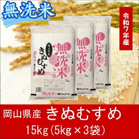 【ふるさと納税】 お米　きぬむすめ　【無洗米】岡山県産きぬむすめ100%（令和7年産）15kg　XX-4