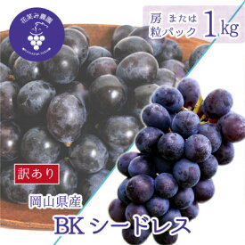 【ふるさと納税】【2026年先行予約】岡山　花笑み農園のブドウ『訳ありBKシードレス』1kg　WB-1【配送不可地域：離島】【1650782】