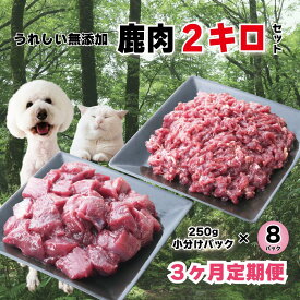 【ふるさと納税】【3回定期便】 森のジビエ for PET 鹿肉 250g×8パック(計2kg)ペットフード 犬 猫 A-JK-B01A