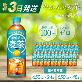 【ふるさと納税】選べる本数！やかんの麦茶 from 爽健美茶 【PET 650ml×24本 or 48本】最短3日で発送 ペットボトル お茶 むぎ茶 飲料 カフェインゼロ 箱買い まとめ買い 防災 備蓄 014005-r