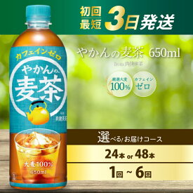 【ふるさと納税】【選べる本数・回数】やかんの麦茶 from 爽健美茶 PET 650ml 24本 （1ケース）/48本（2ケース）お届け回数 1回 定期便2回～6回 最短3日で発送 ドリンク ペットボトル ソフトドリンク お茶 むぎ茶 飲料 カフェインゼロ 箱買い まとめ買い 防災 備蓄 人気
