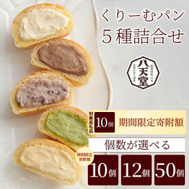 【ふるさと納税】＼楽天スーパーセール限定／【特別寄附額】3/11まで【八天堂】選べる個数 とろけるくりーむパン 5種詰合せ 10個/12個/50個 クリームパン 菓子パン スイーツ とろける食感 食べ比べ カスタード 生クリーム チョコレート 抹茶 冷凍 冷凍配送 ギフト 子どもが