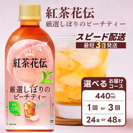 【ふるさと納税】【選べる本数・回数】紅茶花伝 厳選しぼりのピーチティー PET440ml 24本（1ケース）/ 48本（2ケース）お届け回数 1回 /定期便 3回 最短3日で発送 ペットボトル フルーツティー 飲料 箱買い まとめ買い 014025-r
