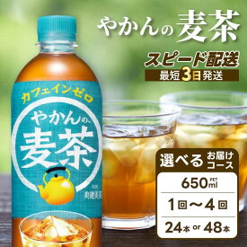 【ふるさと納税】【選べる本数・回数】やかんの麦茶 from 爽健美茶 PET 650ml 24本 (1ケース)/48本(2ケース)お届け回数 1回 定期便2回～4回 最短3日で発送 ドリンク ペットボトル ソフトドリンク お茶 むぎ茶 飲料 カフェインゼロ 箱買い まとめ買い 防災 備蓄 人気 おすす