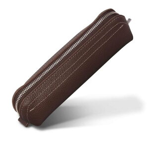 【ふるさと納税】革工房いんのしま 牛革ファスナーペンケース5本挿し【色:チョコ】 | 文房具 雑貨 日用品 人気 おすすめ 送料無料