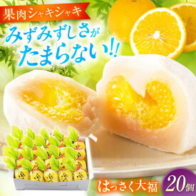 【ふるさと納税】お菓子 はっさく大福 20個入　 お菓子 大福 八朔 柑橘 みかん オレンジ はっさく 餅 ギフト お取り寄せ スイーツ フルーツ大福 ご当地 菓子 おかし デザート 食品 人気 おすすめ 広島県福山市/株式会社虎屋本舗[BADH029]
