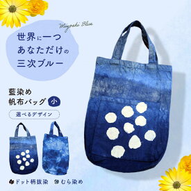 【ふるさと納税】【選べるデザイン】藍染め帆布バッグ（小） トート バッグ 雑貨 バック レディース メンズ ハンドメイド 鞄 かばん 三次市 / 染工房奈つ [APAF005]