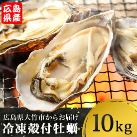 【ふるさと納税】広島県大竹市産 冷凍殻付牡蠣 10kg｜朝どれ 大容量 冷凍 加熱用 かき 大粒 生ガキ 貝 シーフード オイスター 海鮮 濃厚 BBQ バーベキュー ガンガン焼き おおたけカキ 特大サイズ 広島県産 大竹市 玖波 宮島 瀬戸 国産 産地直送 [2222]