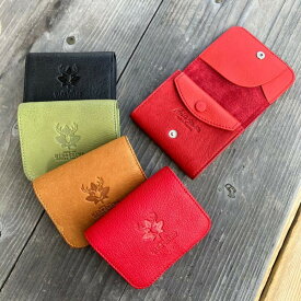 【ふるさと納税】【広島ジビエレザー】カードが飛び出す！コンパクトウォレット【東広島産鹿革＆牛革ミニ財布】　【黒・こげ茶・茶・キャメル・赤の5色】