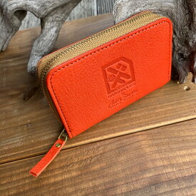 【ふるさと納税】【広島ドラゴンフライズ×ベルズスクエア】コラボ　東広島産鹿革使用☆ミニラウンドファスナー財布！ポケットに収まるコンパクトさと使いやすさ◎