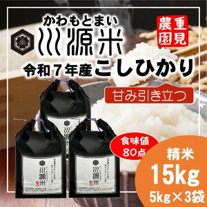 【ふるさと納税】川源米 令和7年産こしひかり 出荷直前精米 15kg(5kg×3袋)