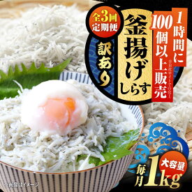 【ふるさと納税】【全3回定期便】【訳あり】鮮度抜群 ふわふわ 釜揚げしらす 1kg （業務用）しらす 釜揚げ 冷凍 シラス 小分け パック 干し 魚介類 鮮魚 海鮮 海産物 セット 詰め合わせ ギフト 広島県産 人気 送料無料 江田島/三島水産株式会社[XCN026]