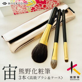 【ふるさと納税】熊野化粧筆宙高級ブラシ3本&ケース【メイクブラシ 化粧 メイク コスメ 美容 熊野筆 ファンデ チーク パウダー】