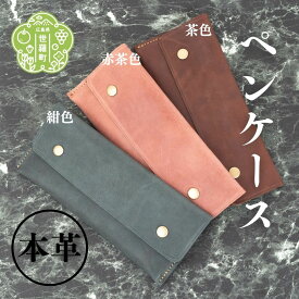 【ふるさと納税】本革ペンケース 本革 文具 筆箱 日本製 手作り 一点もの ギフト A053-19