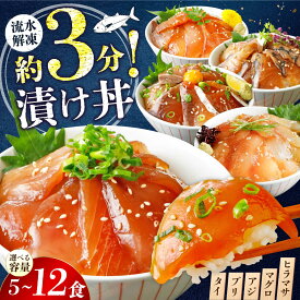 【ふるさと納税】【選べる内容量】 海鮮 漬け丼 5〜12食 | 海鮮漬け 漬け丼 づけ丼 海鮮 セット 真空パック 冷凍 小分け 茶漬け 鮮魚 刺身 魚介 漬けダレ づけ 詰め合わせ ギフト グルメ 山口県 宇部市 山口 宇部 ハマチ ヒラマサ マグロ アジ ヒラメ タイ 鯛 [BTAP010]
