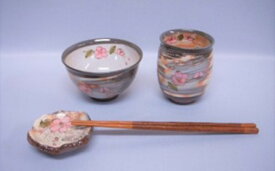 【ふるさと納税】萩焼 ごはん茶碗 湯呑 箸置きセット(さくら)
