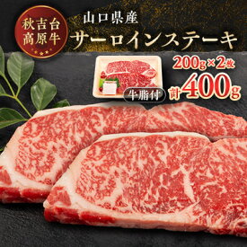 【ふるさと納税】山口県産　秋吉台高原牛サーロインステーキ　200g×2枚_ ステーキ 牛肉 サーロイン サーロインステーキ 肉 にく ニク 牛 牛脂 秋吉台 焼肉 BBQ アウトドア キャンプ 贈答 ギフト プレゼント 冷凍 惣菜 おかず 送料無料 【配送不可地域：離島】【1444663】