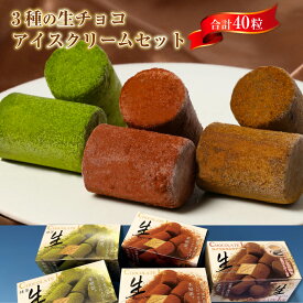 【ふるさと納税】3種の生チョコアイスクリームセット 40粒 送料無料 生チョコ 抹茶 ミルクティー アイス アイスクリーム 個包装 食べ比べ スイーツ おやつ お菓子 デザート 詰め合わせ A015