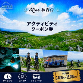 【ふるさと納税】Mine 秋吉台 アクティビティ クーポン券 3,000円分 ～ 15,000円 ｜ 体験 体験型 体験チケット 子ども 子供 ケイビング 洞窟探検 Eバイク 電動自転車 ツアー トゥクトゥク アウトドア チケット 旅行 観光 自然 ガイドツアー レジャー 山口県 美祢市 美祢