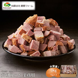 【ふるさと納税】【業務用】鹿野ファーム 角切りハム 3kg（1kg×3） | 肉 お肉 にく 食品 山口県産 人気 おすすめ 送料無料 ギフト