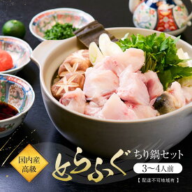 【ふるさと納税】国内産高級とらふぐちり鍋セット(3～4人前)【配達不可地域有】