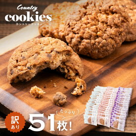 【ふるさと納税】【訳あり】カントリークッキー 51枚 ココナッツ アーモンド チョコチップ 簡易梱包 クッキー