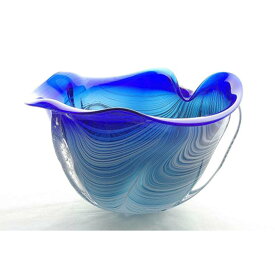 【ふるさと納税】＜ガラス作家 池本美和＞花入れ「Water Moon」No1 青 吹きガラス 硝子 ガラス 花器 花瓶 池本美和 贈り物 ギフト F6L-508var