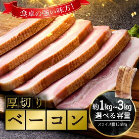 【ふるさと納税】 【選べる容量】 厚切りベーコン 計約1kg 約2kg 約3kg 1パック970g 小分け 大容量 厚切り ベーコン 肉 豚肉 豚バラ 料理 朝食 食品 ふるさと納税 1万円以下 F6L-1068var