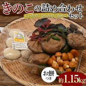 【ふるさと納税】きのこの詰め合わせセットお餅つき（約1,150g） 農家直送 しいたけ ひらたけ なめこ お餅 ご当地 グルメ 食品 F6L-1139