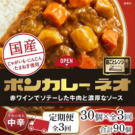 【ふるさと納税】【定期便 全3回】ボンカレーネオ 牛肉の旨み(中辛)　30個×3回　計90個 | 食品 加工食品 人気 おすすめ 送料無料